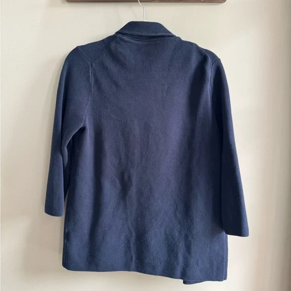 Quince Organic Cotton Knit Blazer, Navy, Size M - Picture 3 of 5